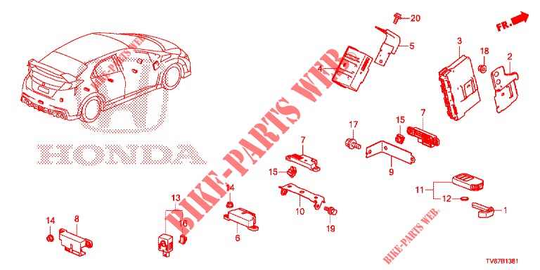 DISPOSITIVO INTELIGENTE (RH) para Honda CIVIC TYPE R 5 portas 6 velocidades manuais 2016