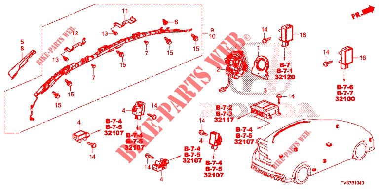 UNIDADE SRS(D.)  para Honda CIVIC TYPE R 5 portas 6 velocidades manuais 2016