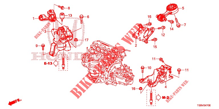 APOIOS MOTOR (MT) para Honda CIVIC TOURER 1.8 SE 5 portas 6 velocidades manuais 2017