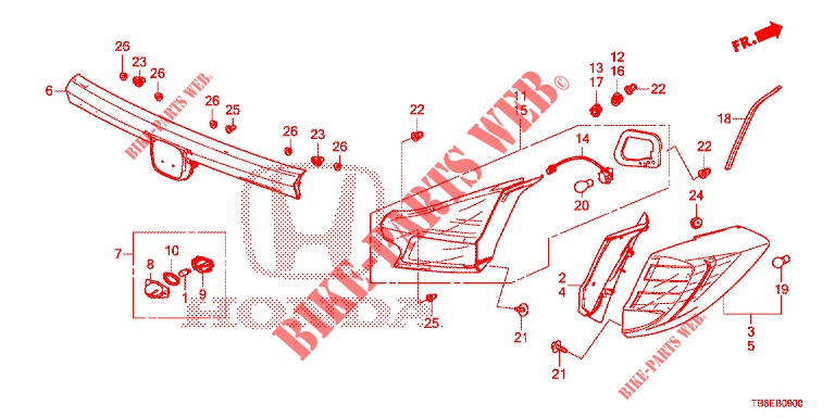 LUZ TRASEIRA/LUZ MATRICULA (PGM FI)  para Honda CIVIC TOURER DIESEL 1.6 ES 5 portas 6 velocidades manuais 2015