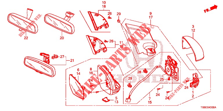 RETROVISOR/PALA SOL  para Honda CIVIC TOURER DIESEL 1.6 ES 5 portas 6 velocidades manuais 2015