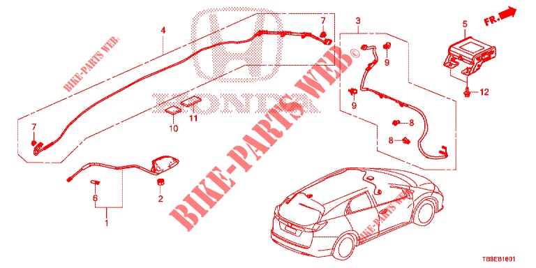 ANTENA/ALTIFALANTE (RH) para Honda CIVIC TOURER DIESEL 1.6 EX 5 portas 6 velocidades manuais 2015